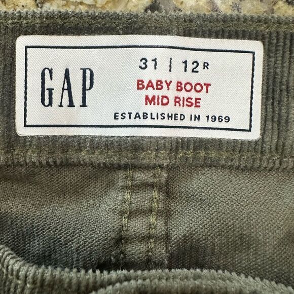 NWOT Gap Women’s 34X30 Baby Boot Mid Rise Deep Depth Green Corduroy Pants - Picture 4 of 11